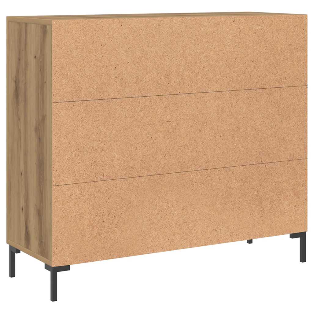 kézműves tölgy színű szerelt fa tálalószekrény 90 x 34 x 80 cm