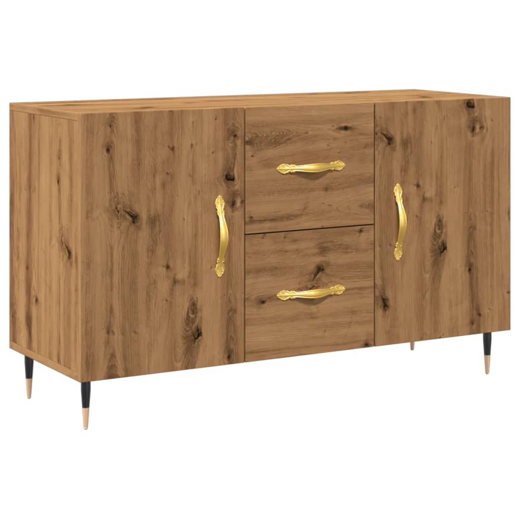 kézműves tölgy színű szerelt fa tálalószekrény 100 x 36 x 60 cm