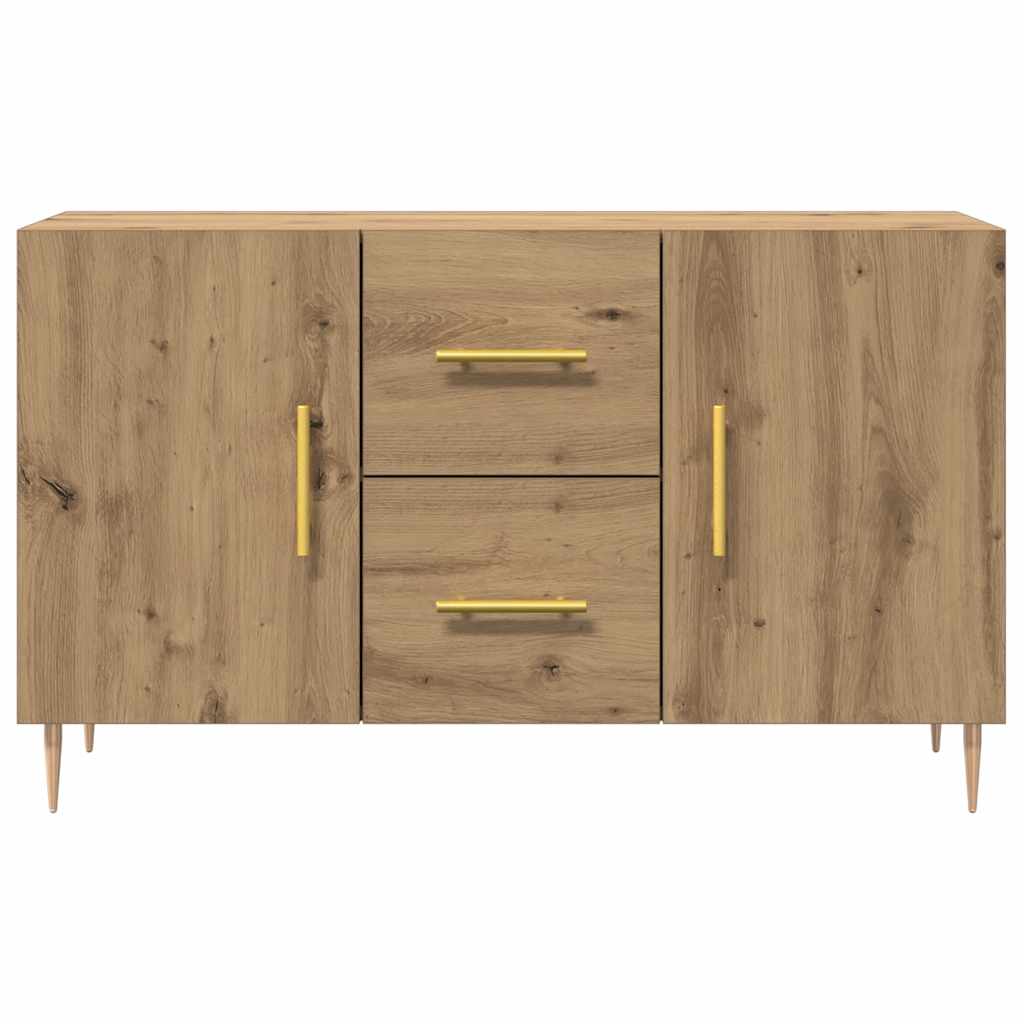 kézműves tölgy színű szerelt fa tálalószekrény 100 x 36 x 60 cm