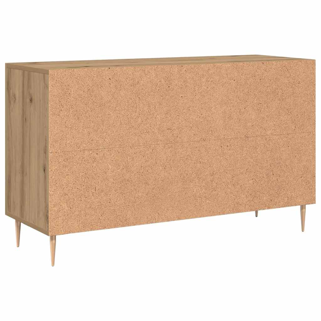 kézműves tölgy színű szerelt fa tálalószekrény 100 x 36 x 60 cm