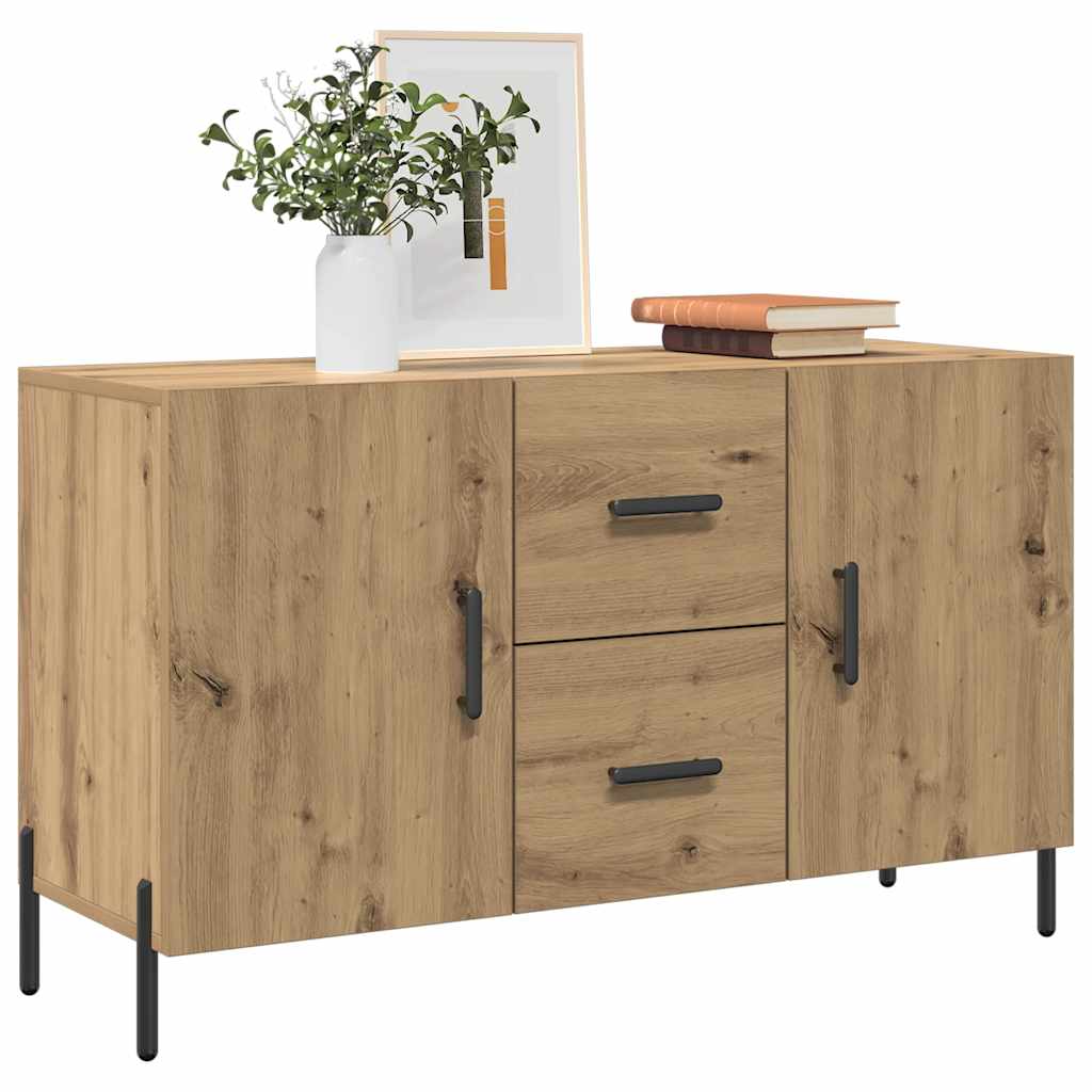 kézműves tölgy színű szerelt fa tálalószekrény 100 x 36 x 60 cm