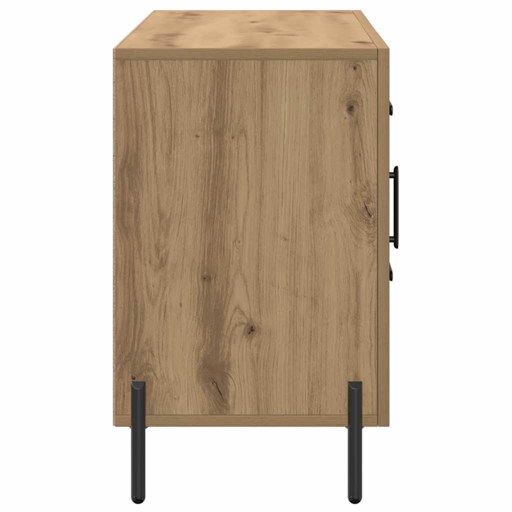 kézműves tölgy színű szerelt fa tálalószekrény 100 x 36 x 60 cm