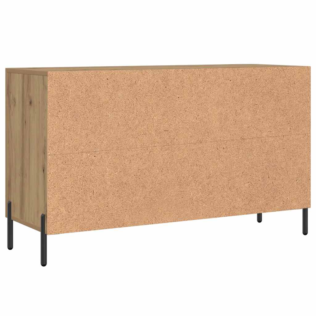 kézműves tölgy színű szerelt fa tálalószekrény 100 x 36 x 60 cm
