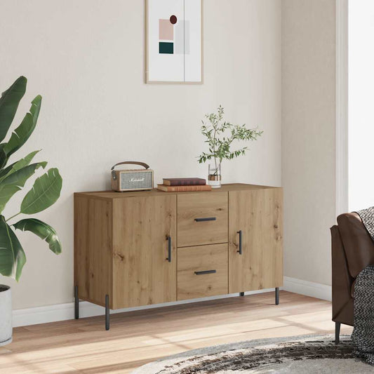 kézműves tölgy színű szerelt fa tálalószekrény 100 x 36 x 60 cm
