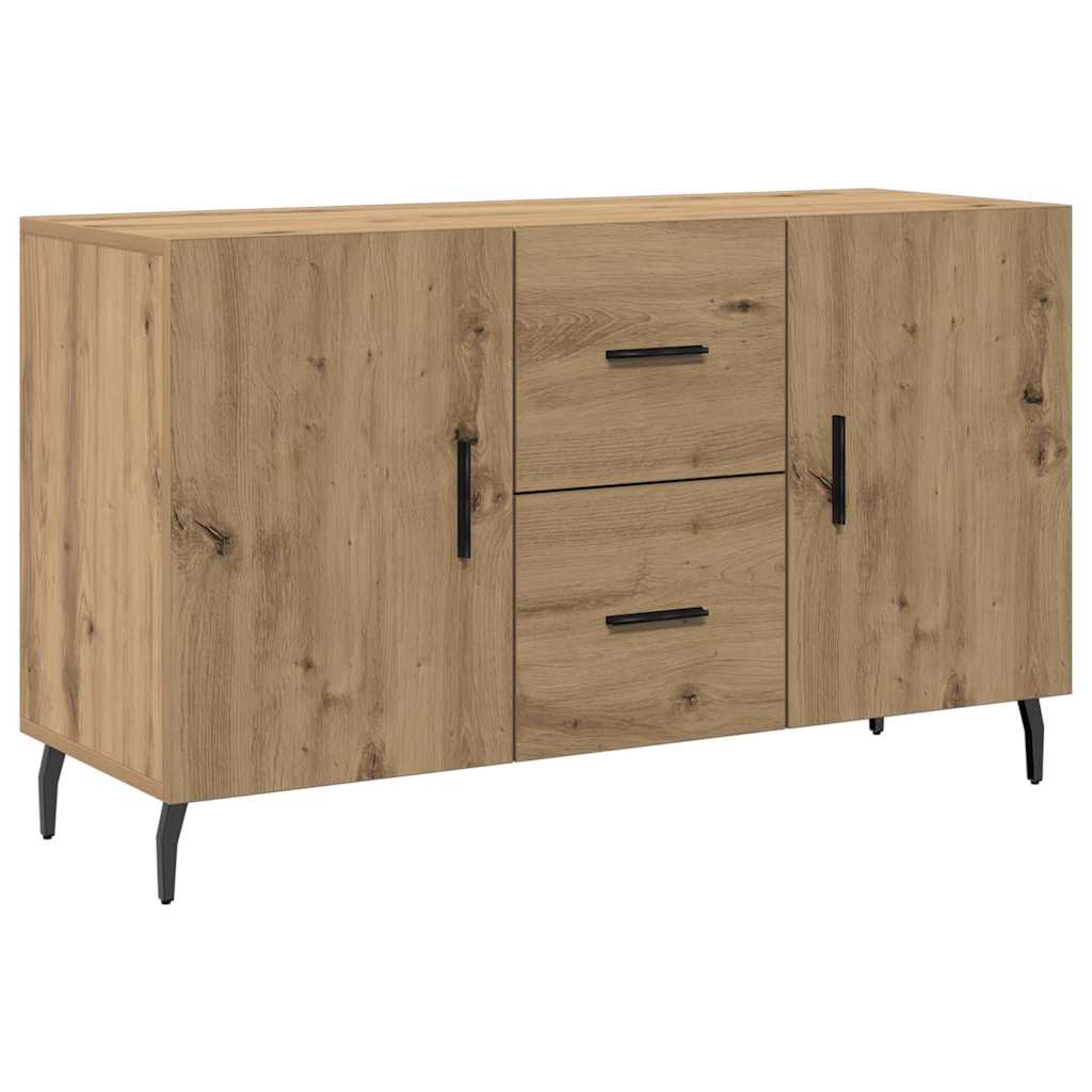 kézműves tölgy színű szerelt fa tálalószekrény 100 x 36 x 60 cm