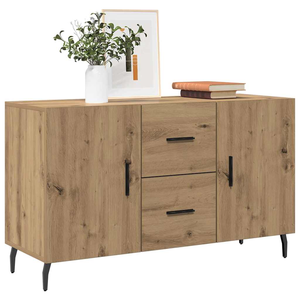 kézműves tölgy színű szerelt fa tálalószekrény 100 x 36 x 60 cm