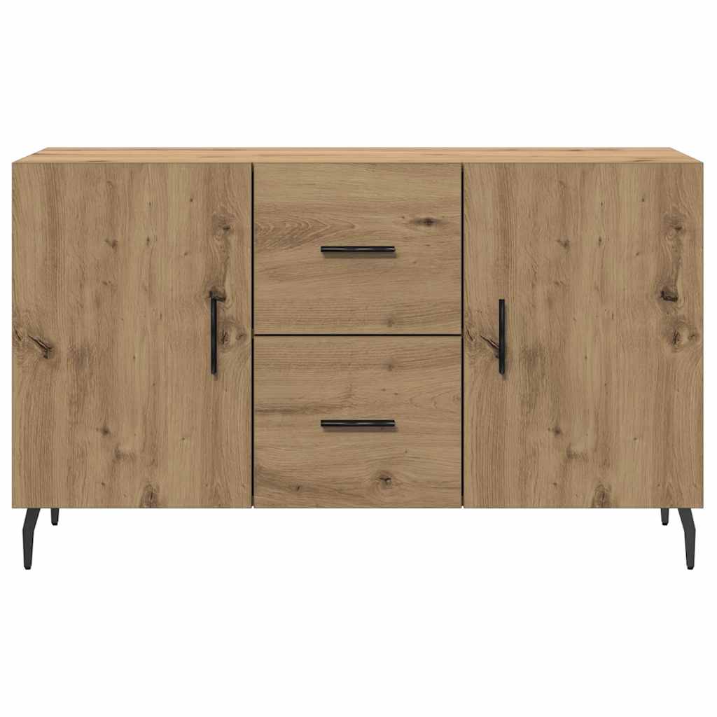 kézműves tölgy színű szerelt fa tálalószekrény 100 x 36 x 60 cm