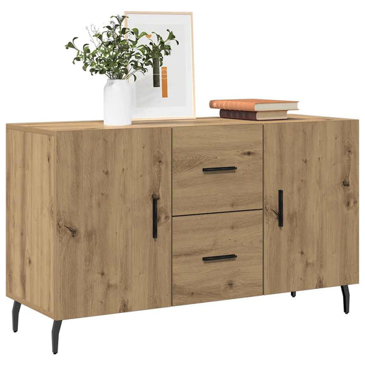 kézműves tölgy színű szerelt fa tálalószekrény 100 x 36 x 60 cm