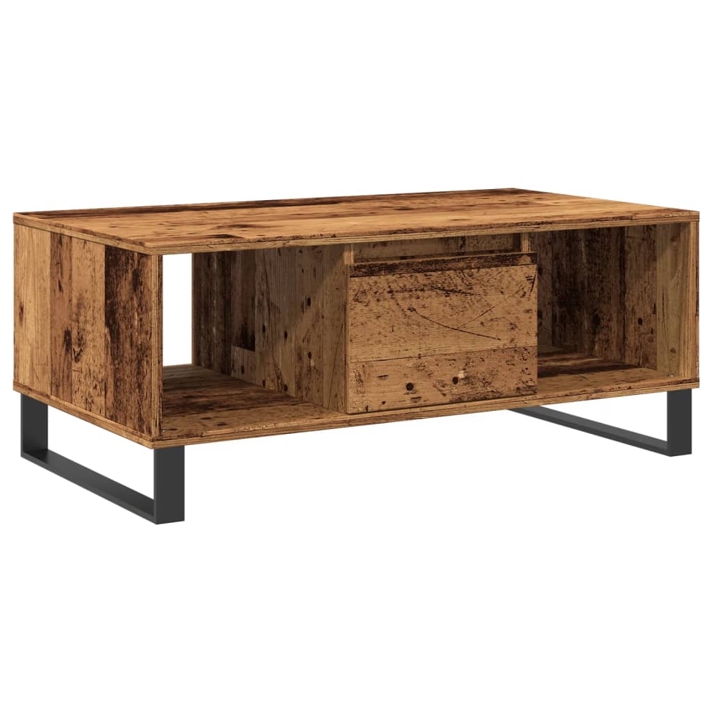 antik fa színű szerelt fa dohányzóasztal 90 x 50 x 36,5 cm