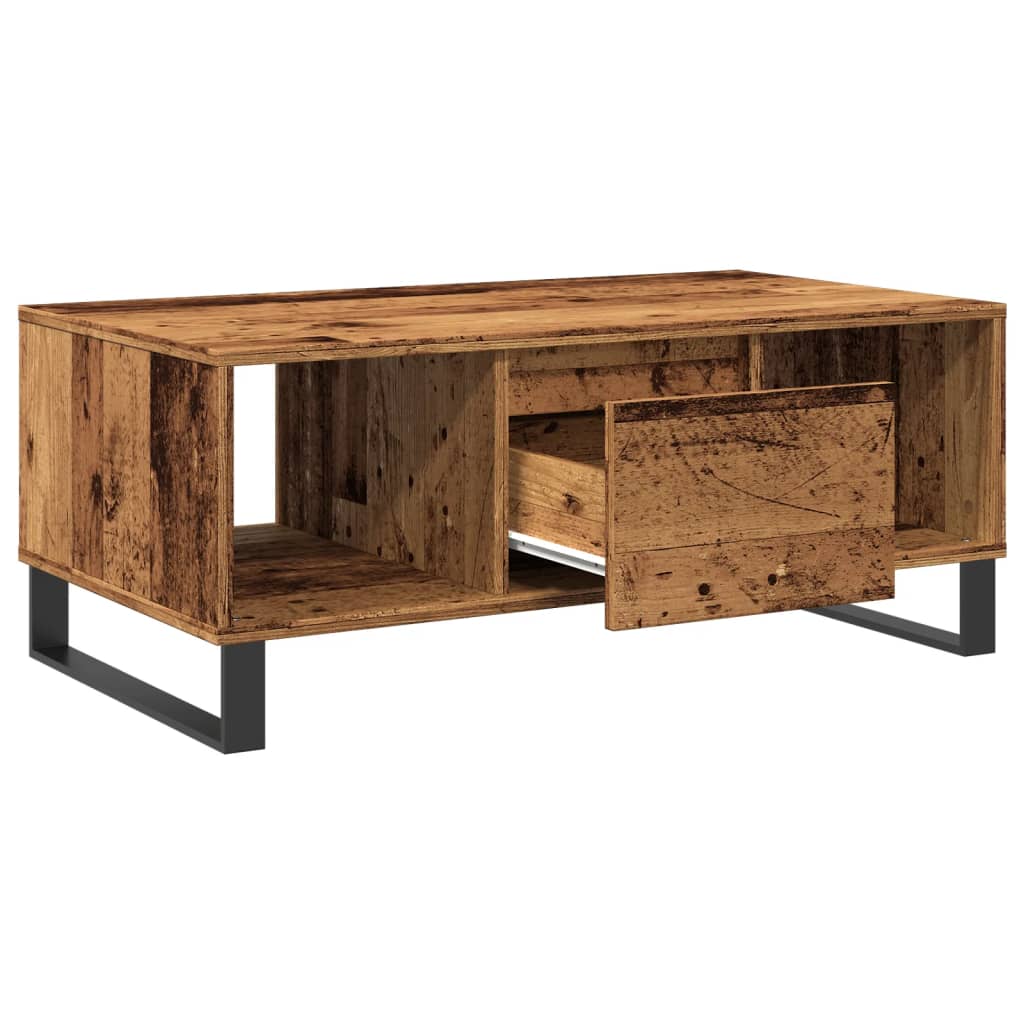 antik fa színű szerelt fa dohányzóasztal 90 x 50 x 36,5 cm