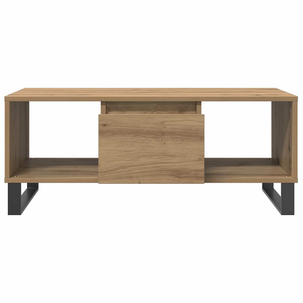 kézműves tölgy színű szerelt fa dohányzóasztal 90x50x36,5 cm