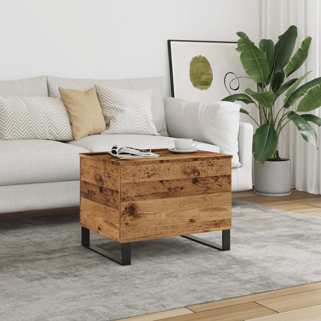 antik fa színű szerelt fa dohányzóasztal 60 x 44,5 x 45 cm