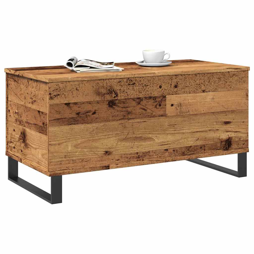 antik fa színű szerelt fa dohányzóasztal 90 x 44,5 x 45 cm