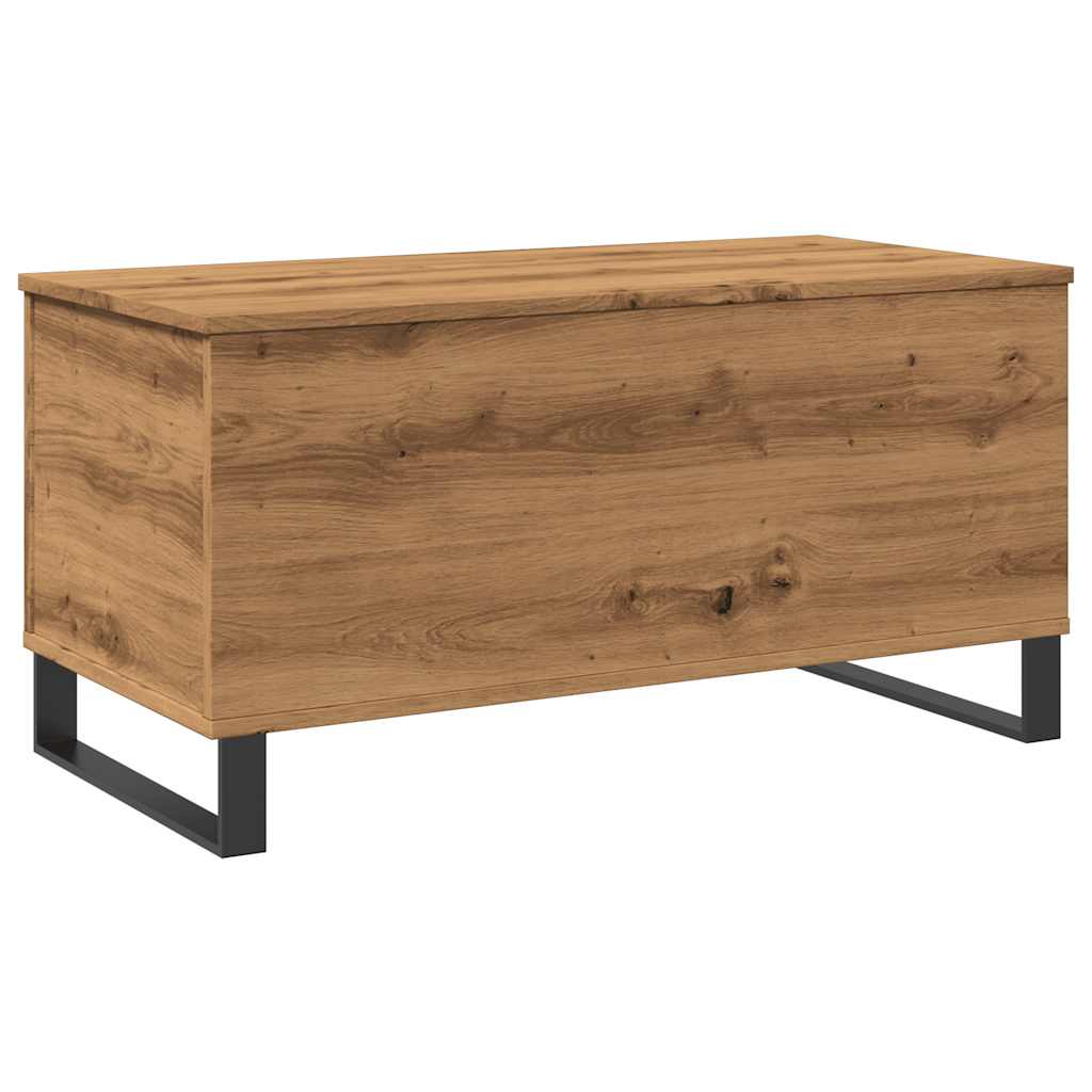 kézműves tölgy színű szerelt fa dohányzóasztal 90x44,5x45 cm