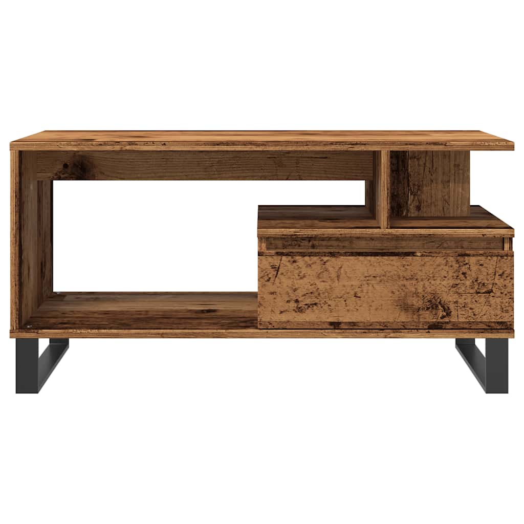 antik fa színű szerelt fa dohányzóasztal 90 x 49 x 45 cm