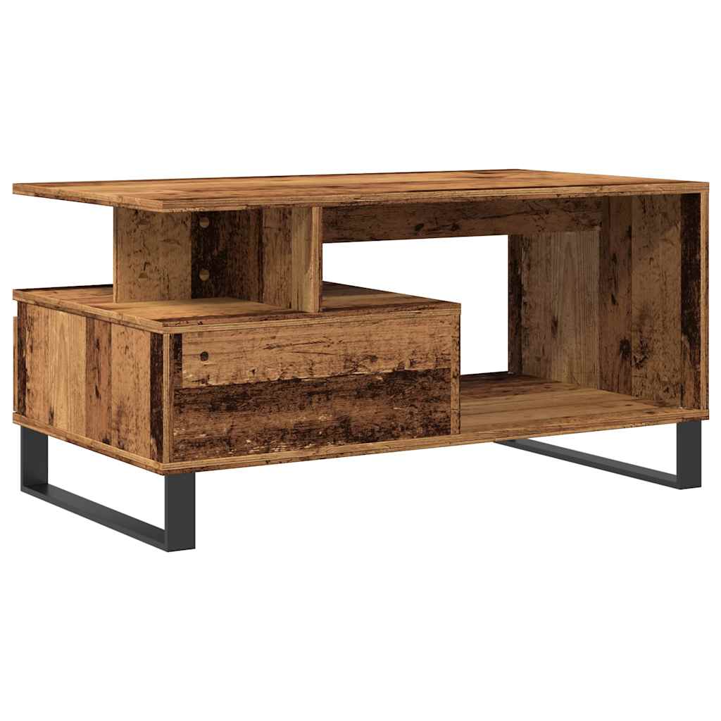antik fa színű szerelt fa dohányzóasztal 90 x 49 x 45 cm