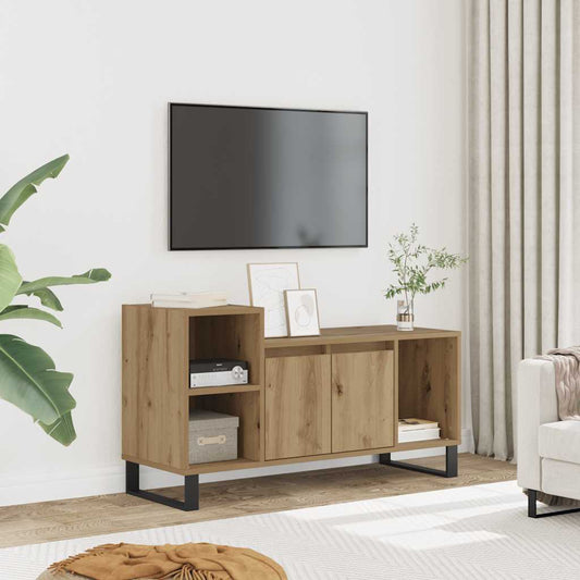 kézműves tölgy színű szerelt fa TV-szekrény 100x35x55 cm