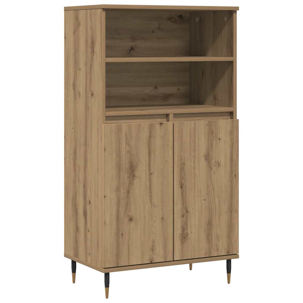 kézműves tölgy színű szerelt fa magasszekrény 60 x 36 x 110 cm