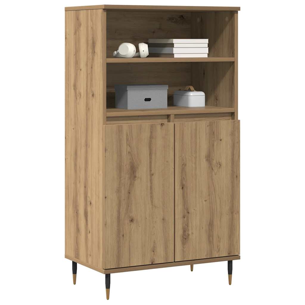 kézműves tölgy színű szerelt fa magasszekrény 60 x 36 x 110 cm