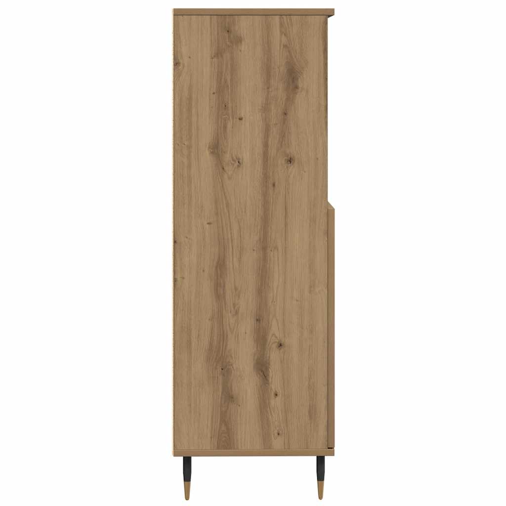 kézműves tölgy színű szerelt fa magasszekrény 60 x 36 x 110 cm
