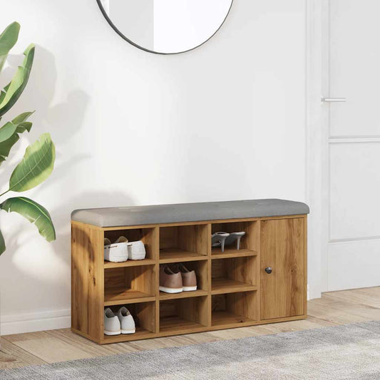 kézműves tölgy szerelt fa cipőtároló pad 102x32x50 cm