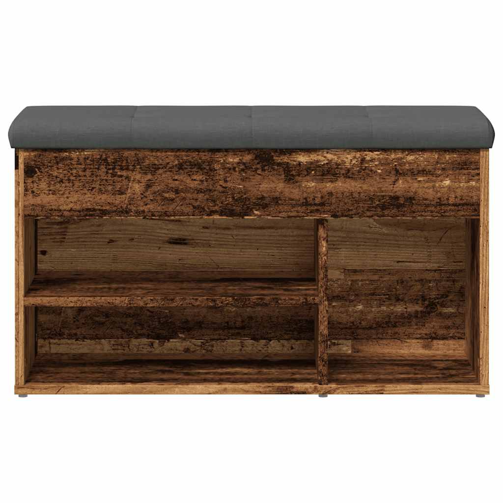 antik fa szerelt fa cipőtároló pad 82x32x45,5 cm