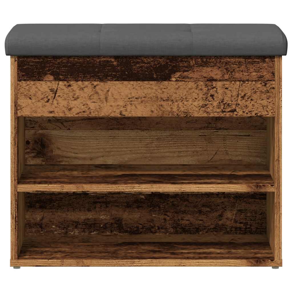 antik fa szerelt fa cipőtároló pad 62x32x50 cm
