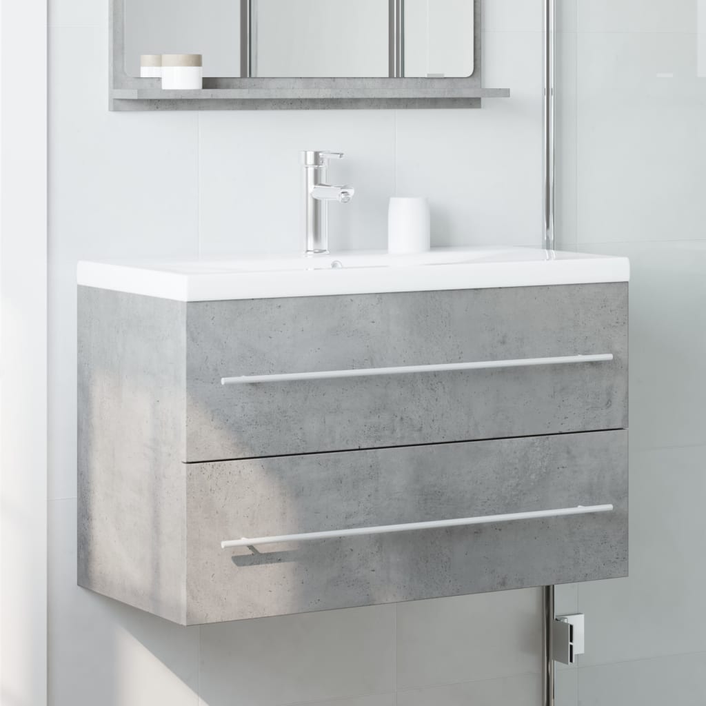 betonszürke szerelt fa mosdószekrény 80 x 38,5 x 48 cm