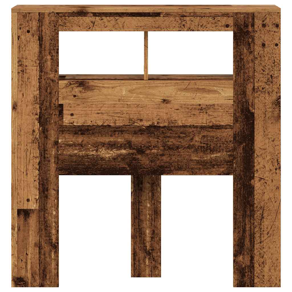 antik fa színű szerelt fa LED-es fejtámla 100x18,5x103,5 cm