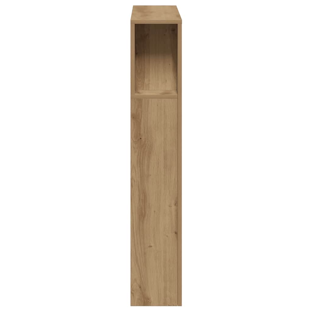 kézműves tölgyszínű szerelt fa LED-es fejtámla 100x18,5x103,5cm
