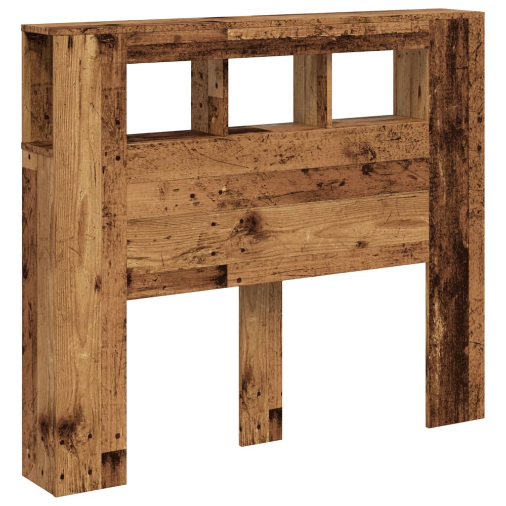 antik fa színű szerelt fa LED-es fejtámla 120x18,5x103,5 cm