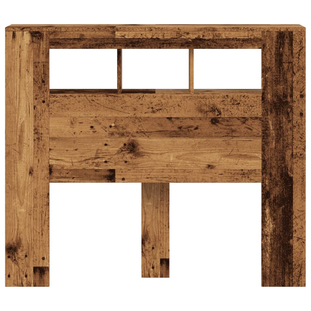 antik fa színű szerelt fa LED-es fejtámla 120x18,5x103,5 cm
