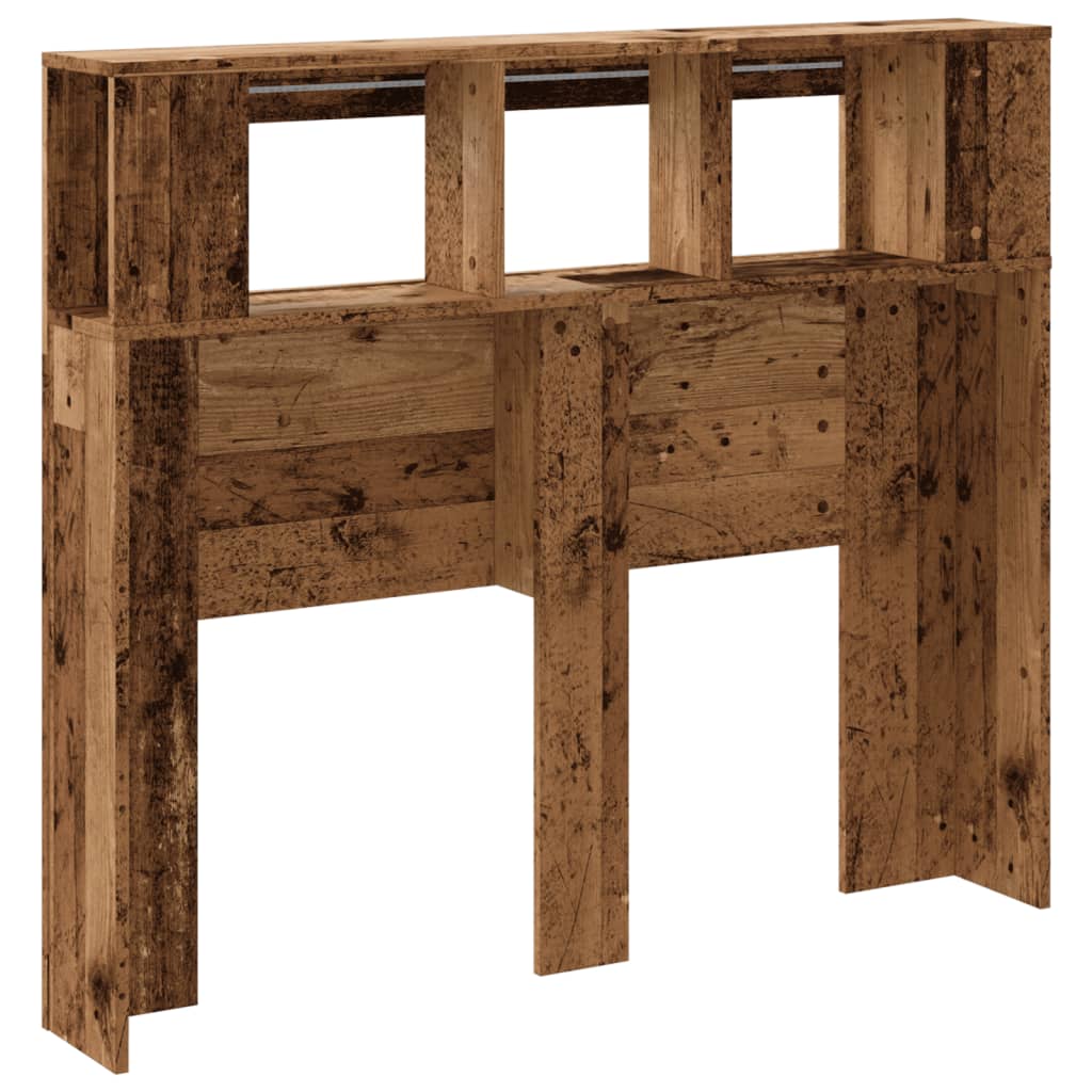 antik fa színű szerelt fa LED-es fejtámla 120x18,5x103,5 cm
