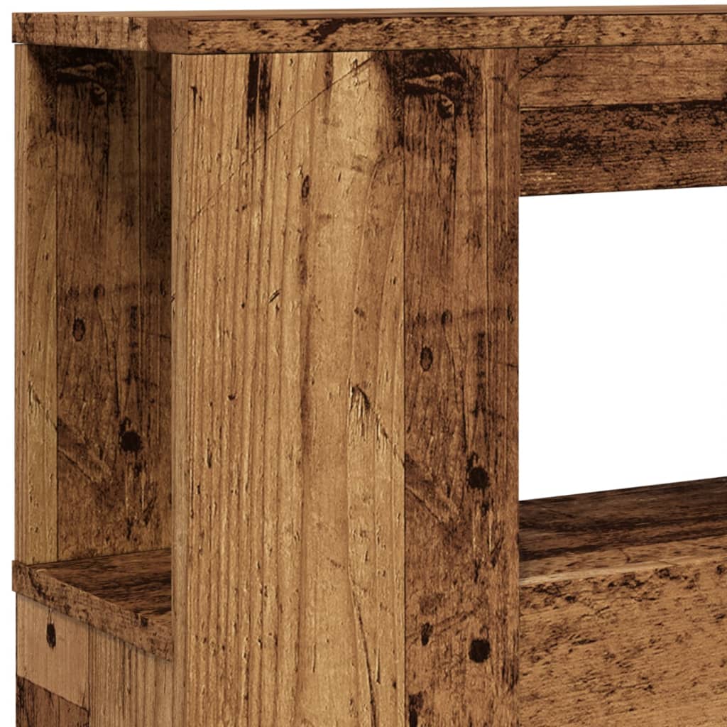 antik fa színű szerelt fa LED-es fejtámla 120x18,5x103,5 cm