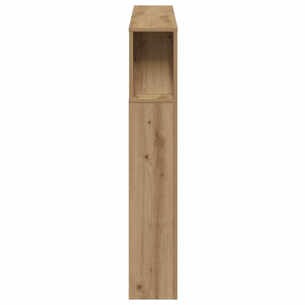 kézműves tölgyszínű szerelt fa LED-es fejtámla 120x18,5x103,5cm