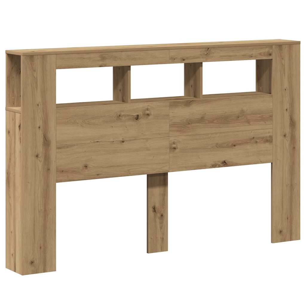 kézműves tölgyszínű szerelt fa LED-es fejtámla 160x18,5x103,5cm