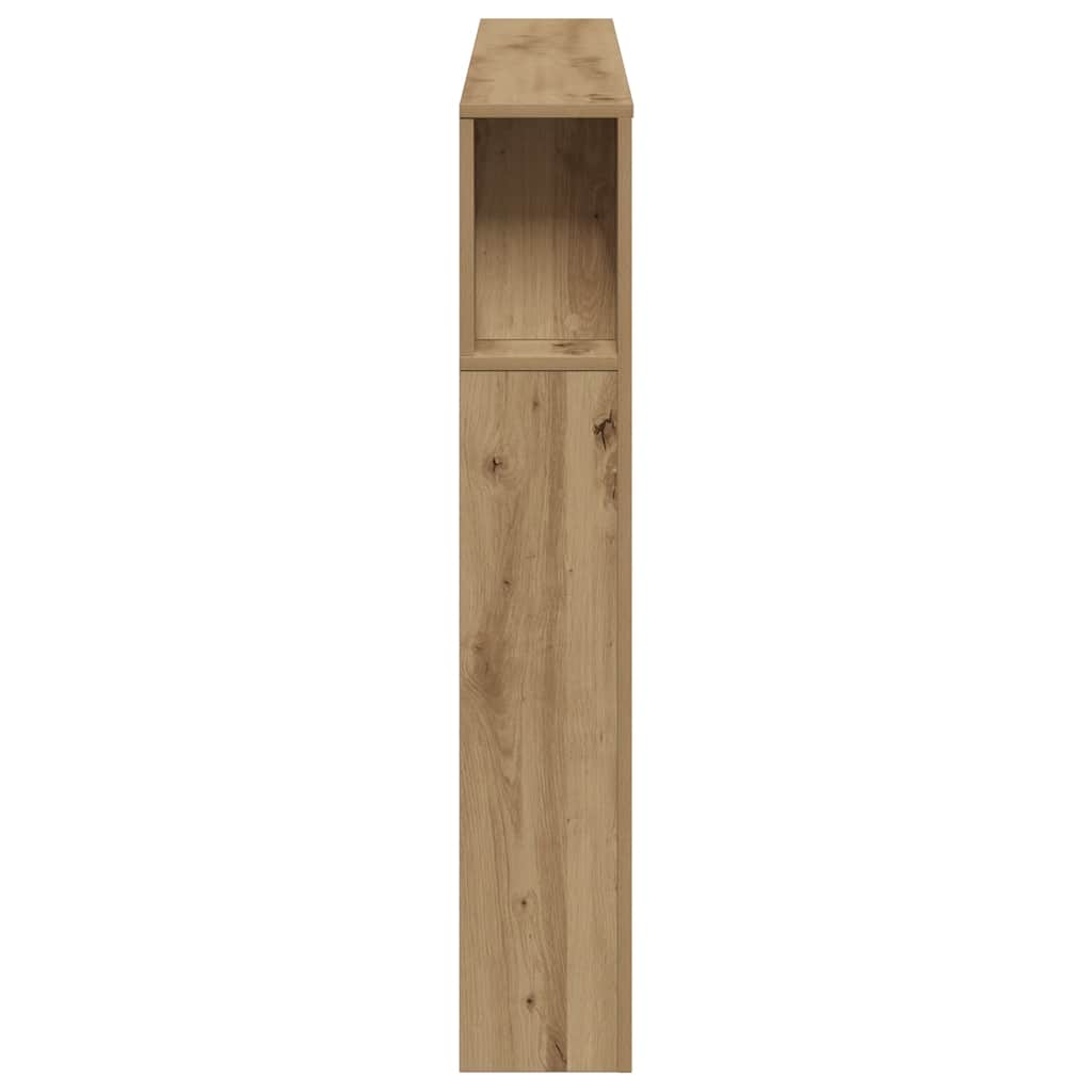 kézműves tölgyszínű szerelt fa LED-es fejtámla 160x18,5x103,5cm