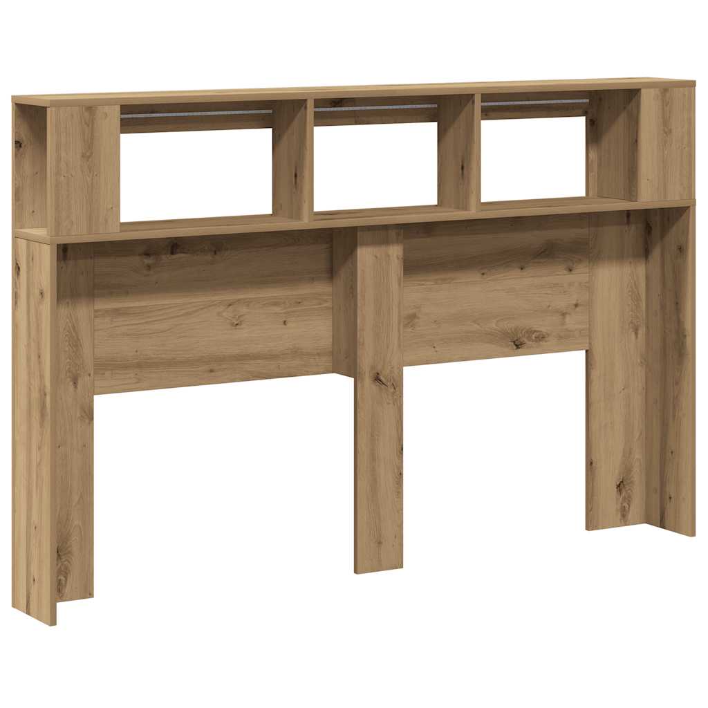 kézműves tölgyszínű szerelt fa LED-es fejtámla 160x18,5x103,5cm
