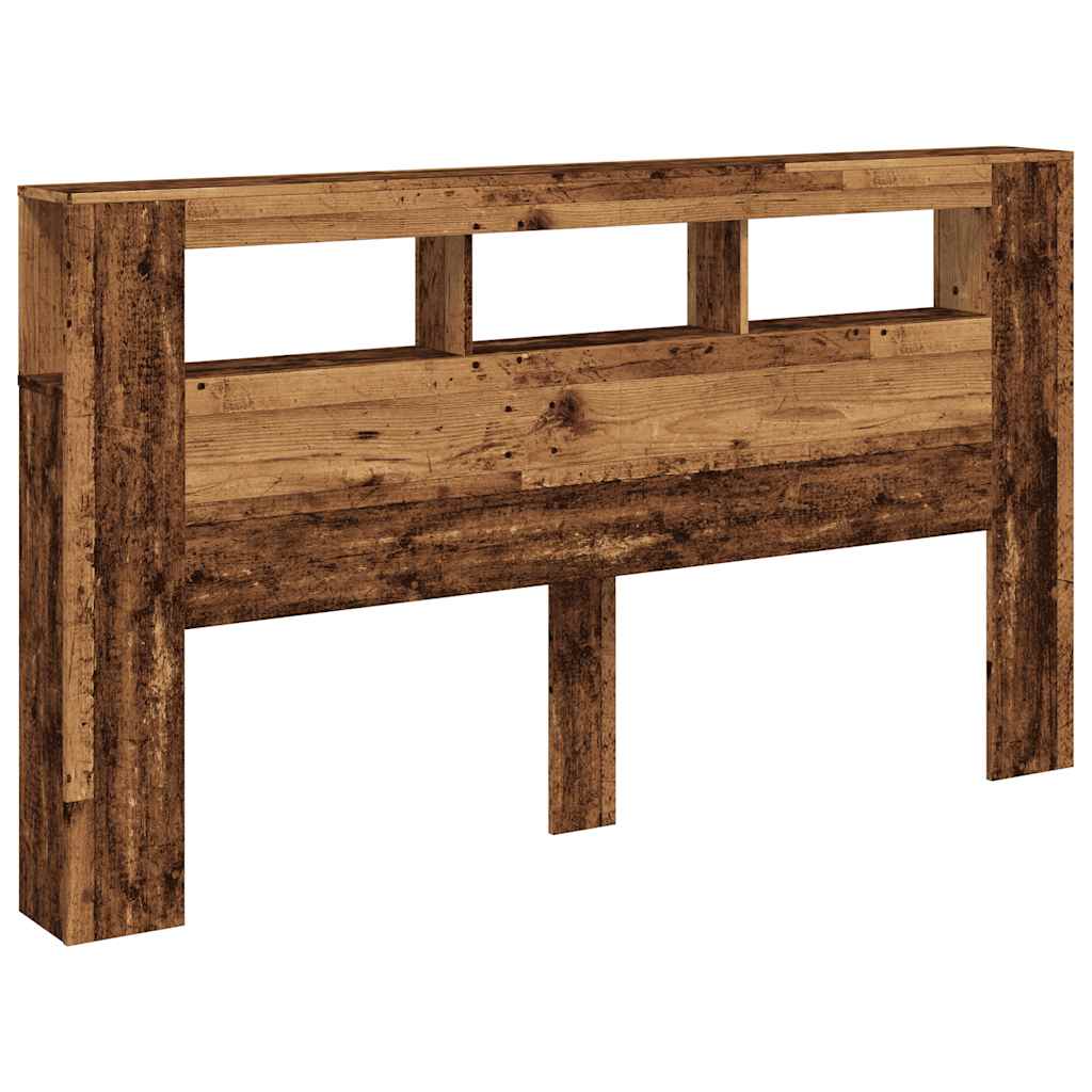 antik fa színű szerelt fa LED-es fejtámla 180x18,5x103,5 cm
