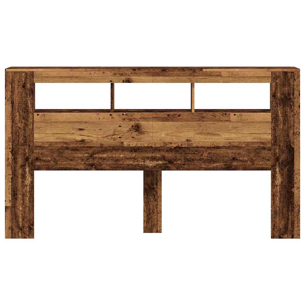 antik fa színű szerelt fa LED-es fejtámla 180x18,5x103,5 cm