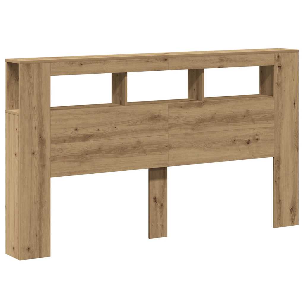 kézműves tölgyszínű szerelt fa LED-es fejtámla 180x18,5x103,5cm