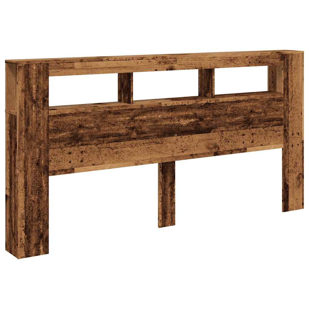 antik fa színű szerelt fa LED-es fejtámla 200x18,5x103,5 cm