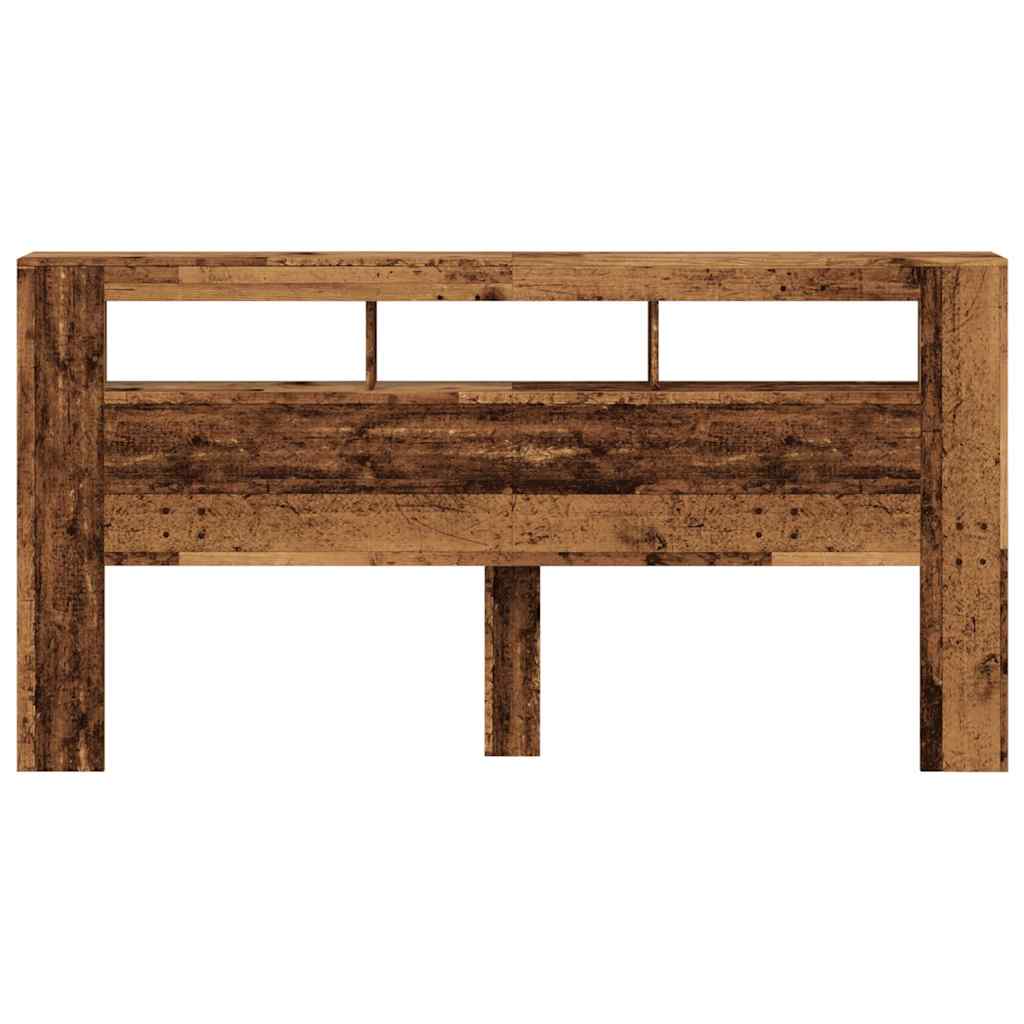 antik fa színű szerelt fa LED-es fejtámla 200x18,5x103,5 cm