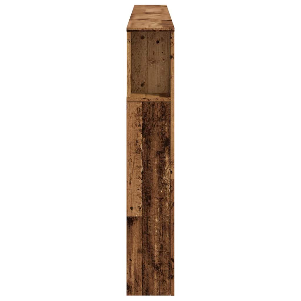 antik fa színű szerelt fa LED-es fejtámla 200x18,5x103,5 cm