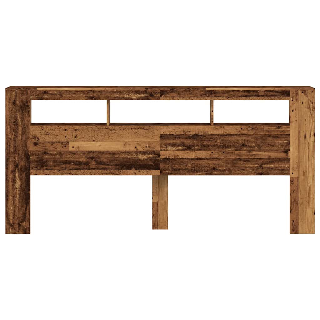 antik fa színű szerelt fa LED-es fejtámla 220x18,5x103,5 cm