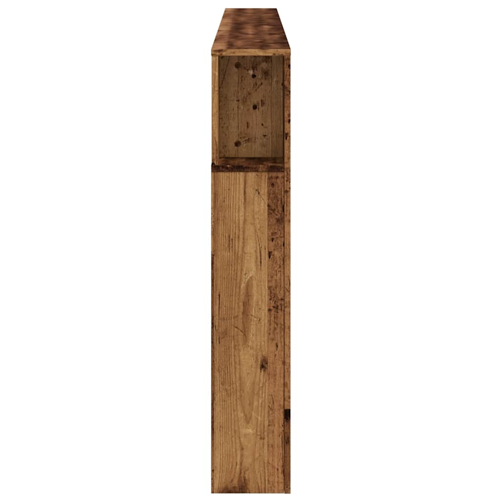 antik fa színű szerelt fa LED-es fejtámla 220x18,5x103,5 cm