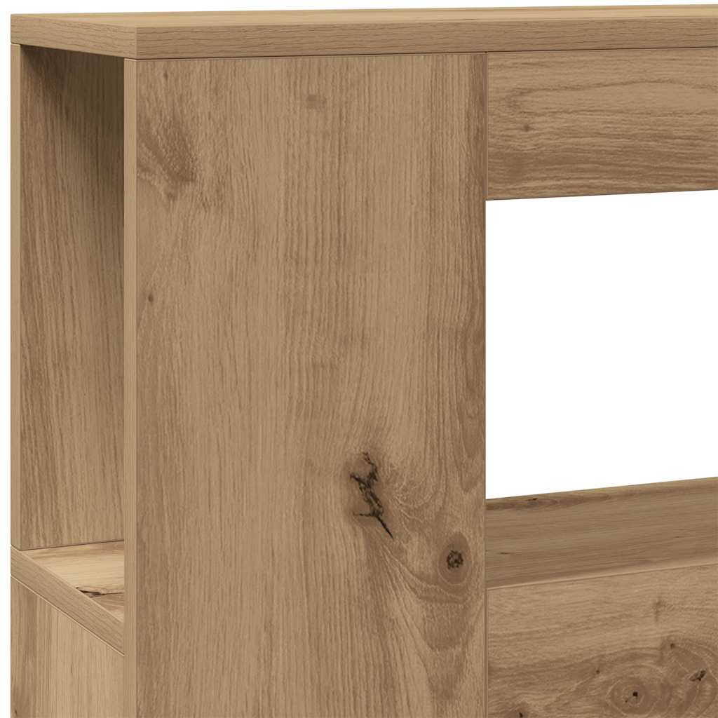 kézműves tölgyszínű szerelt fa LED-es fejtámla 220x18,5x103,5cm