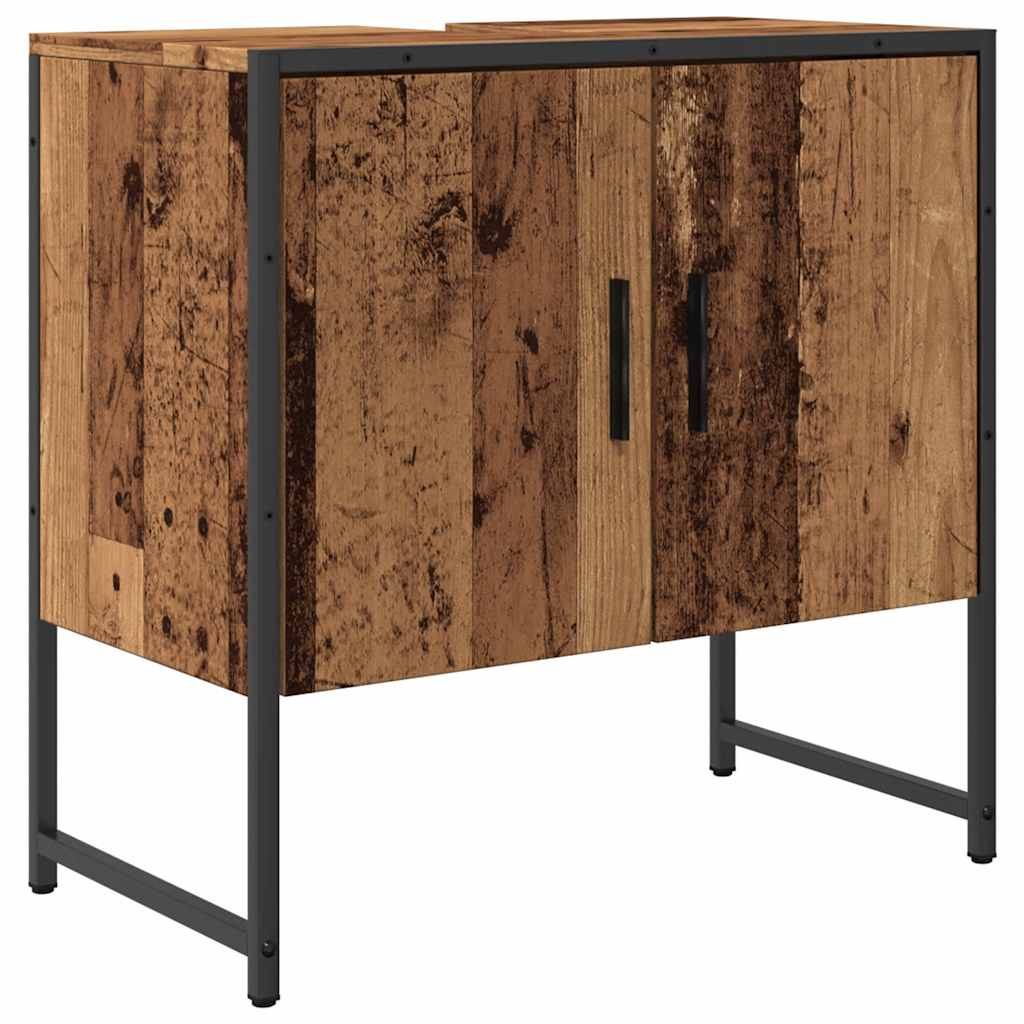antik fa színű szerelt fa fürdőszobai mosdószekrény 60x33x60 cm