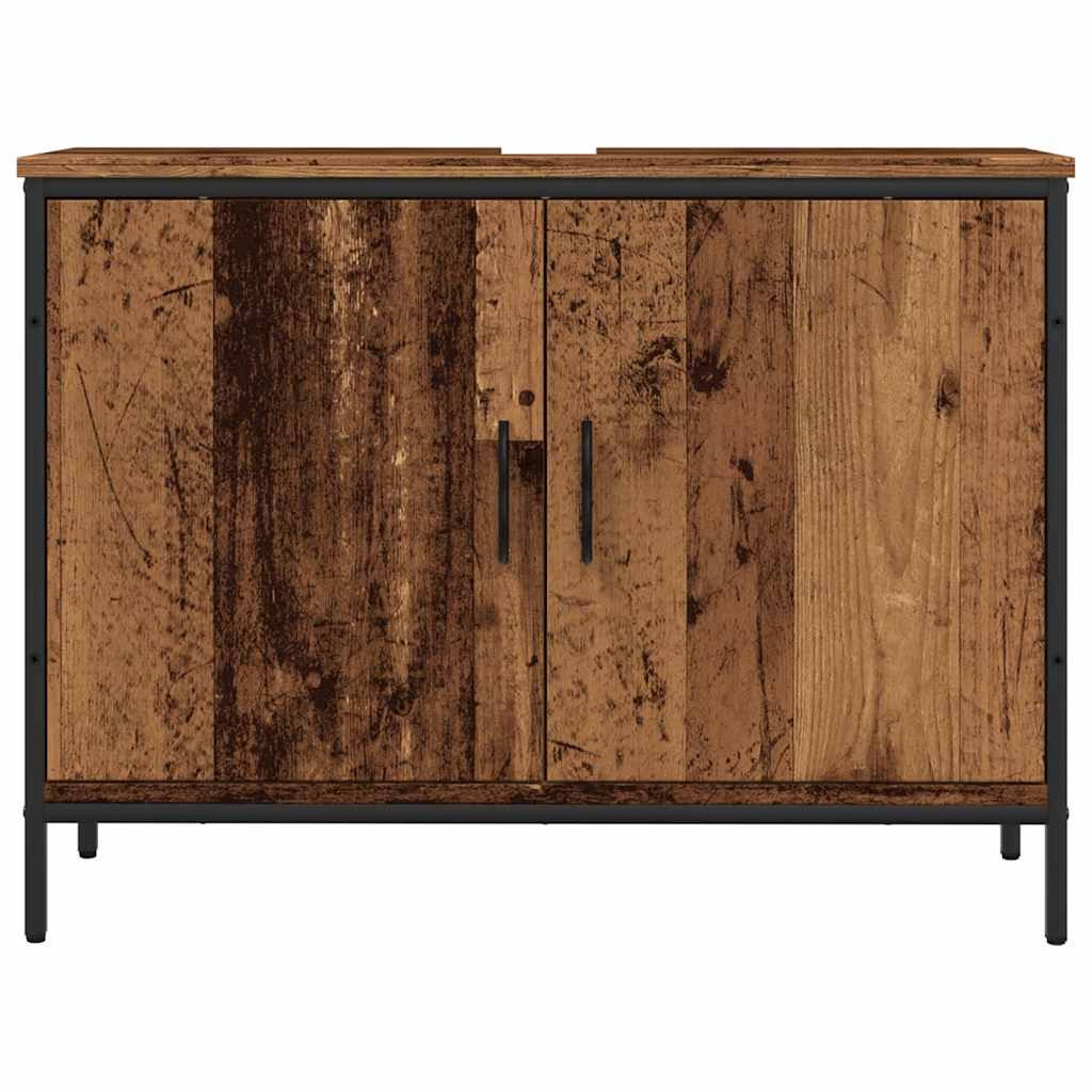 antik fa színű szerelt fa fürdőszobai mosdószekrény 60x33x60 cm