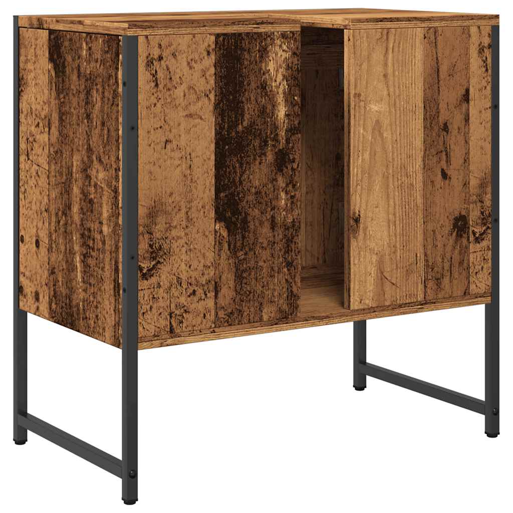 antik fa színű szerelt fa fürdőszobai mosdószekrény 60x33x60 cm